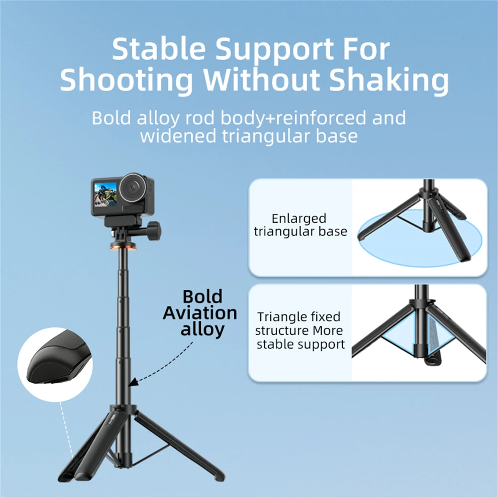 카메라 삼각대 스탠드 셀카봉, 휴대용 익스텐션 거치대, DJI 포켓 3, 액션 4, ONE X2 와 호환 가능, 17-51cm