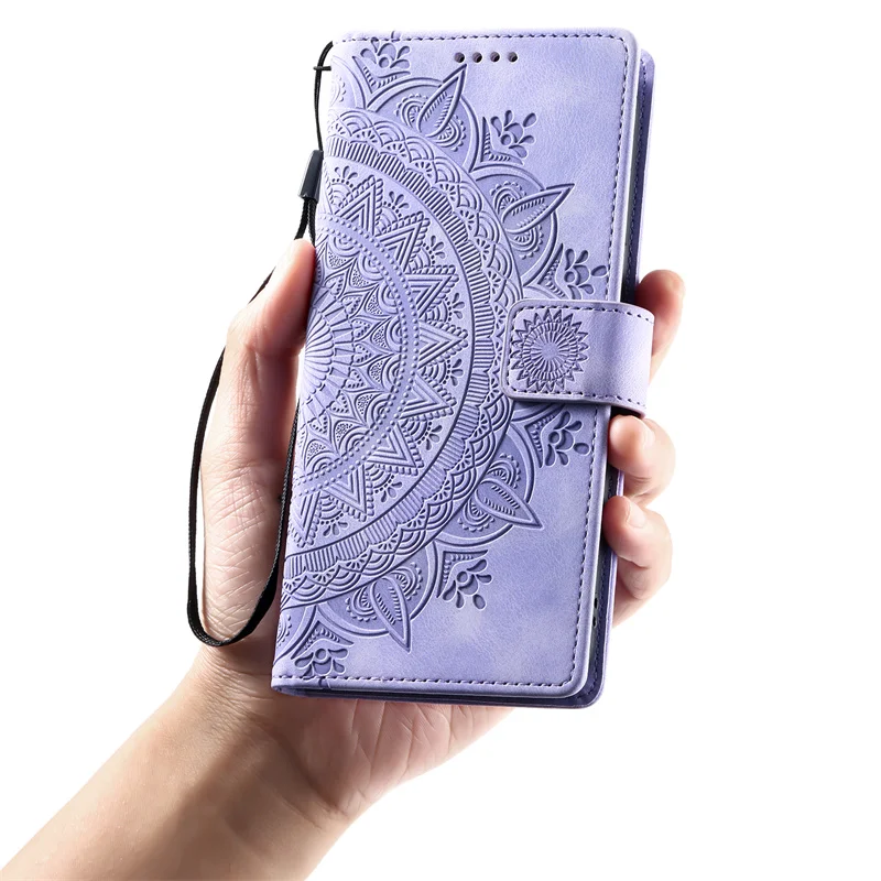 Totem Flower Leather Wallet Phone Case Cover
