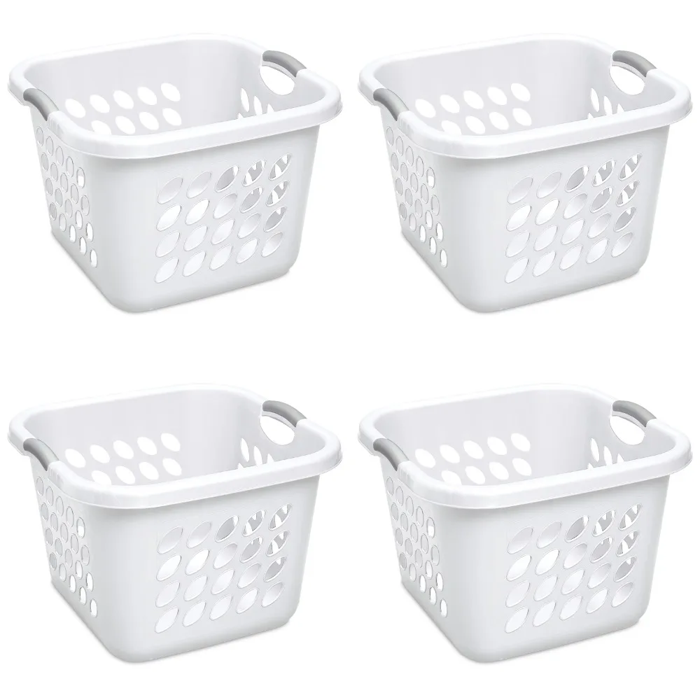 

1.5 Bushel Ultra™ Square Laundry Basket Plastic, White, Set of 4,19.38 X 19.12 X 13.88 Inches