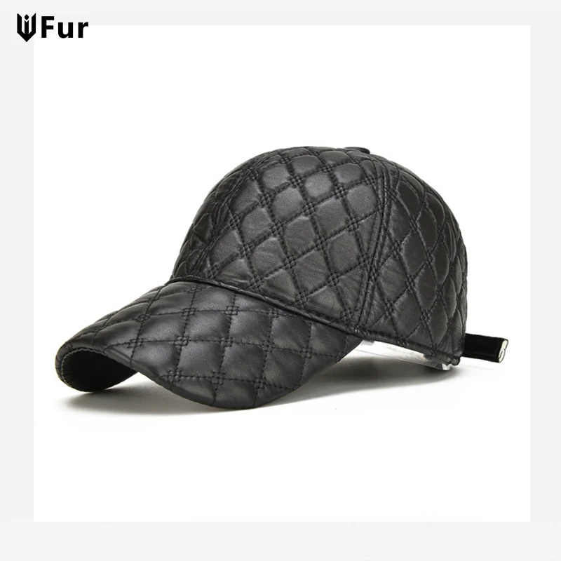 2025 Spring Genuine Sheepskin Leather 55-61CM Baseball Caps Man Casual Street Gf Gorras Dad Hat led fiber optic baseball cap