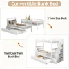 Bunk Beds Twin Over Twin Bunk Bed with Twin Trundle & Staircases, Wood Bunk Bed Frame with Safety Rails,  Kid Bed 2