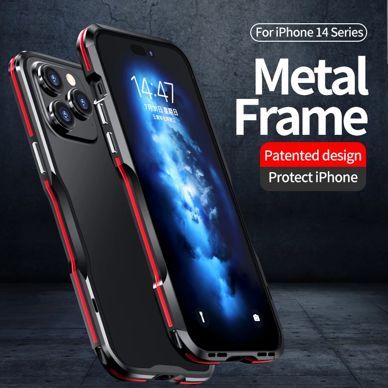 

Металлический Чехол-бампер для iPhone 14 Pro MAX 13 12 Pro 11