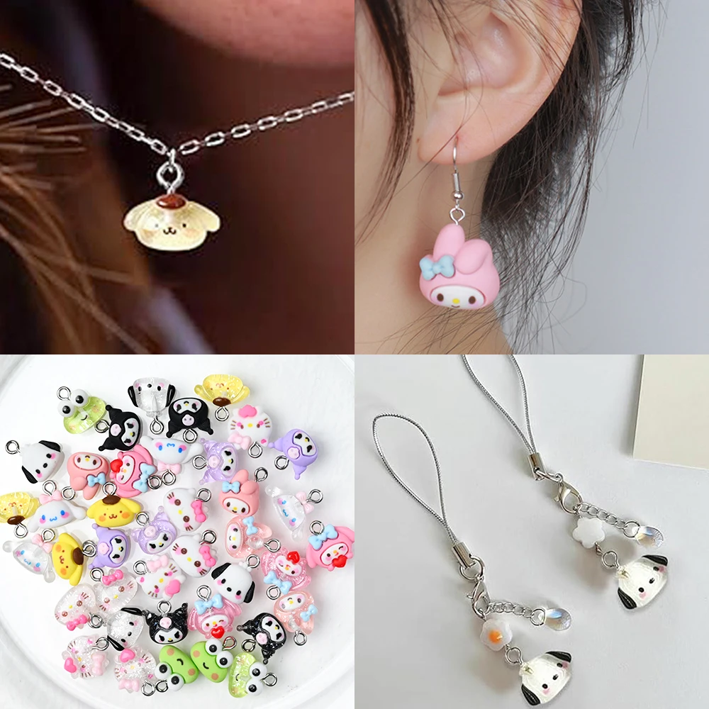 10/30/35/50pcs Sanrio Pendant Charms Kawaii Hello Kitty & Kuromi Resin Charms for DIY Jewelry - Bracelets, Keychains, Necklaces* 5