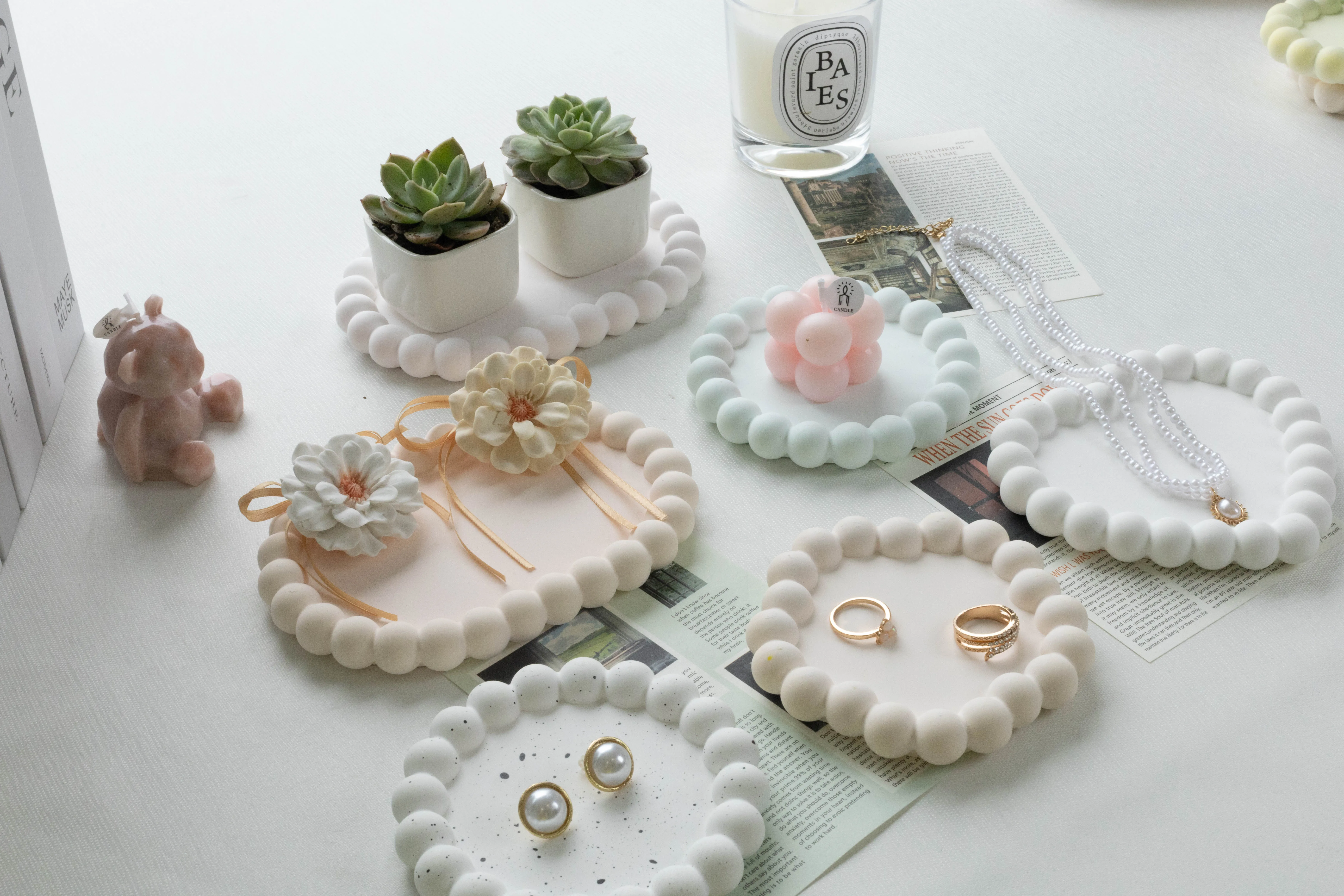 Plaster Tray Rings Storage Plate Photo Props Nail Jewelry Display Matte Decorative Pieces