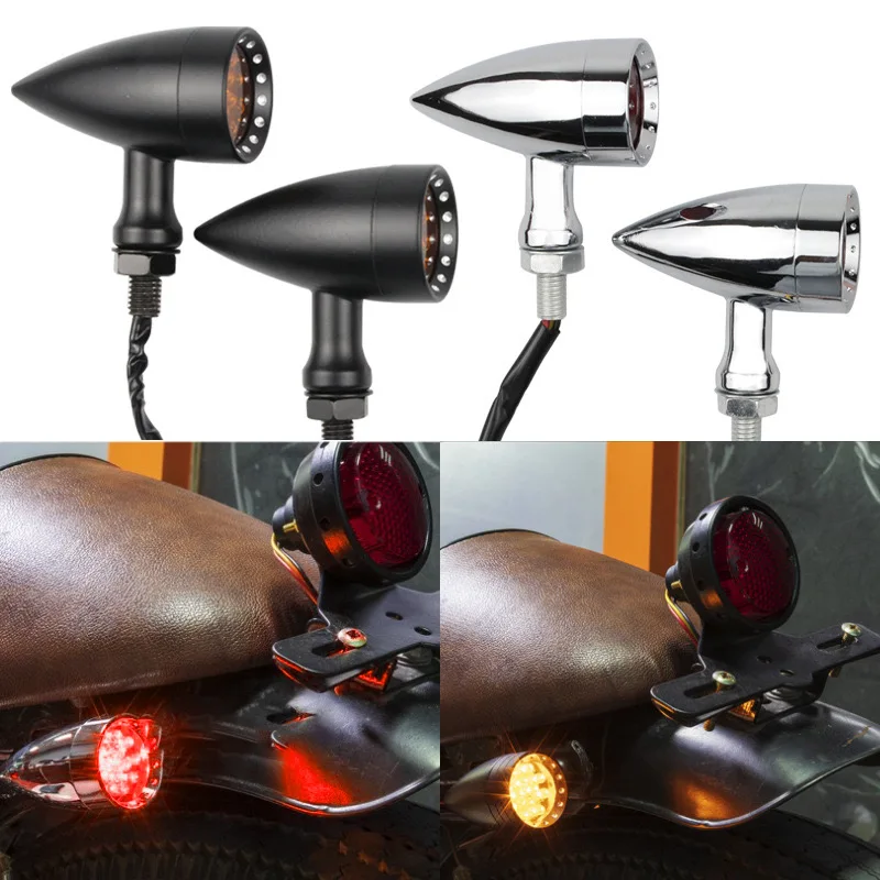 Moto Led Bullet Red Amber Brake Blinker Indicatore Di Direzione Fanale Posteriore Per Harley Davidson Xl Sportster 1200 883 Iron