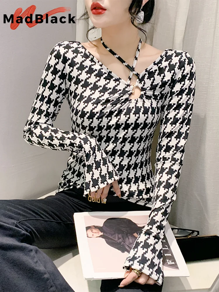 

Женская футболка с V-образным вырезом, с длинным рукавом