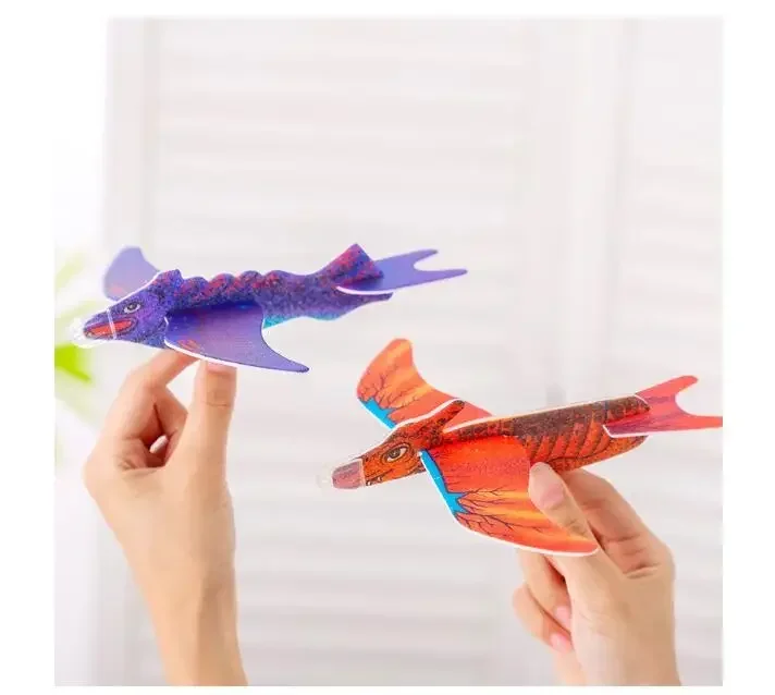 25Pcs Cartoon Dinosaur Hand Throw Flying Glider Planes Foam Airplane Outdoor Toys for Kids Birthday Party Favors Pinata Fillers