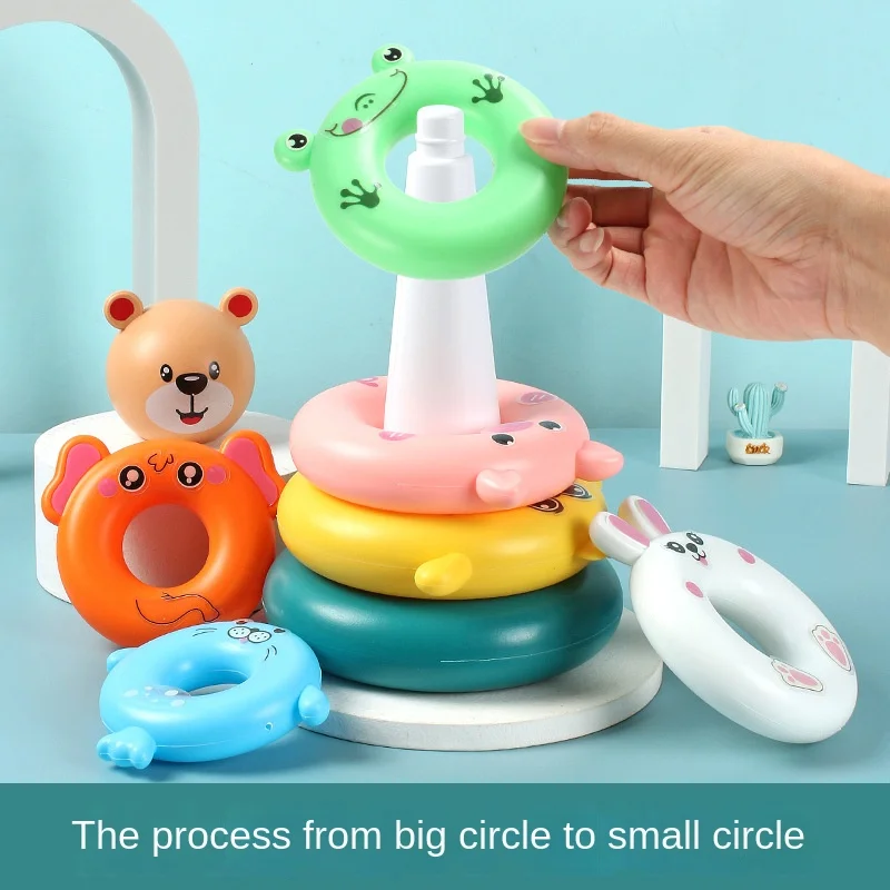 0-12 Month Baby Stacking Puzzle Toys Pyramid Tower Cup Duck Toys stacking puzzle toys