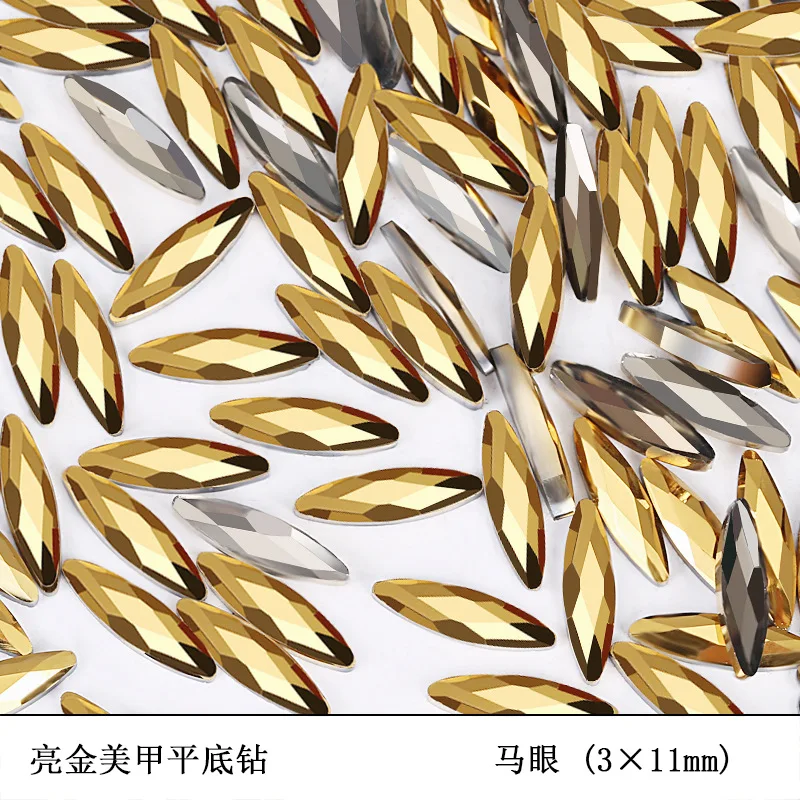 100/500 stücke Gold Hämatit Boutique flachen Boden Nail Art Strass Glas Kristall 3D Nagel Dekoration mehrere Formen Großhandel – Detail 8