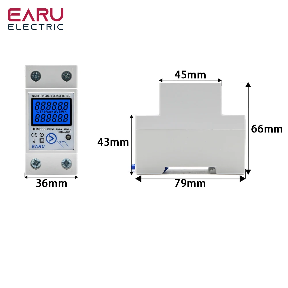 Compteur D'énergie Numérique À Rétro-éclairage Lcd Din Rail, Monophasé,  Kwh, Consommation D'énergie, Wattmètre Électronique Ac 220v 80a, Remise À  Zéro - Compteurs D'énergie - AliExpress