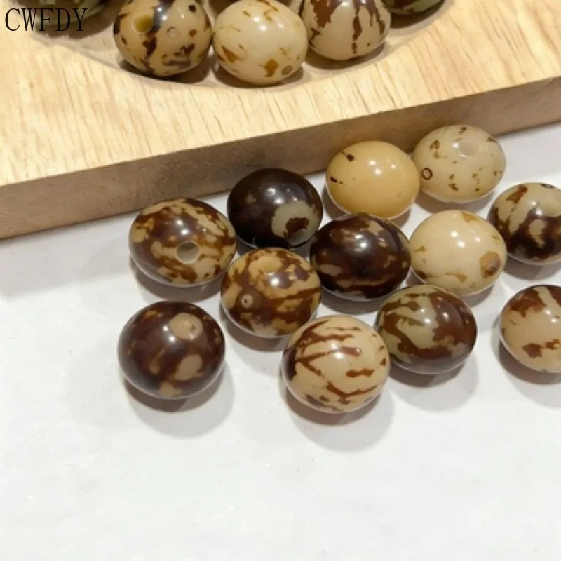100pcs 도매 직경 13/14mm 천연 호랑이 패턴 보디 루트 비즈 수제 부처님 비즈 팔찌 목걸이 용품