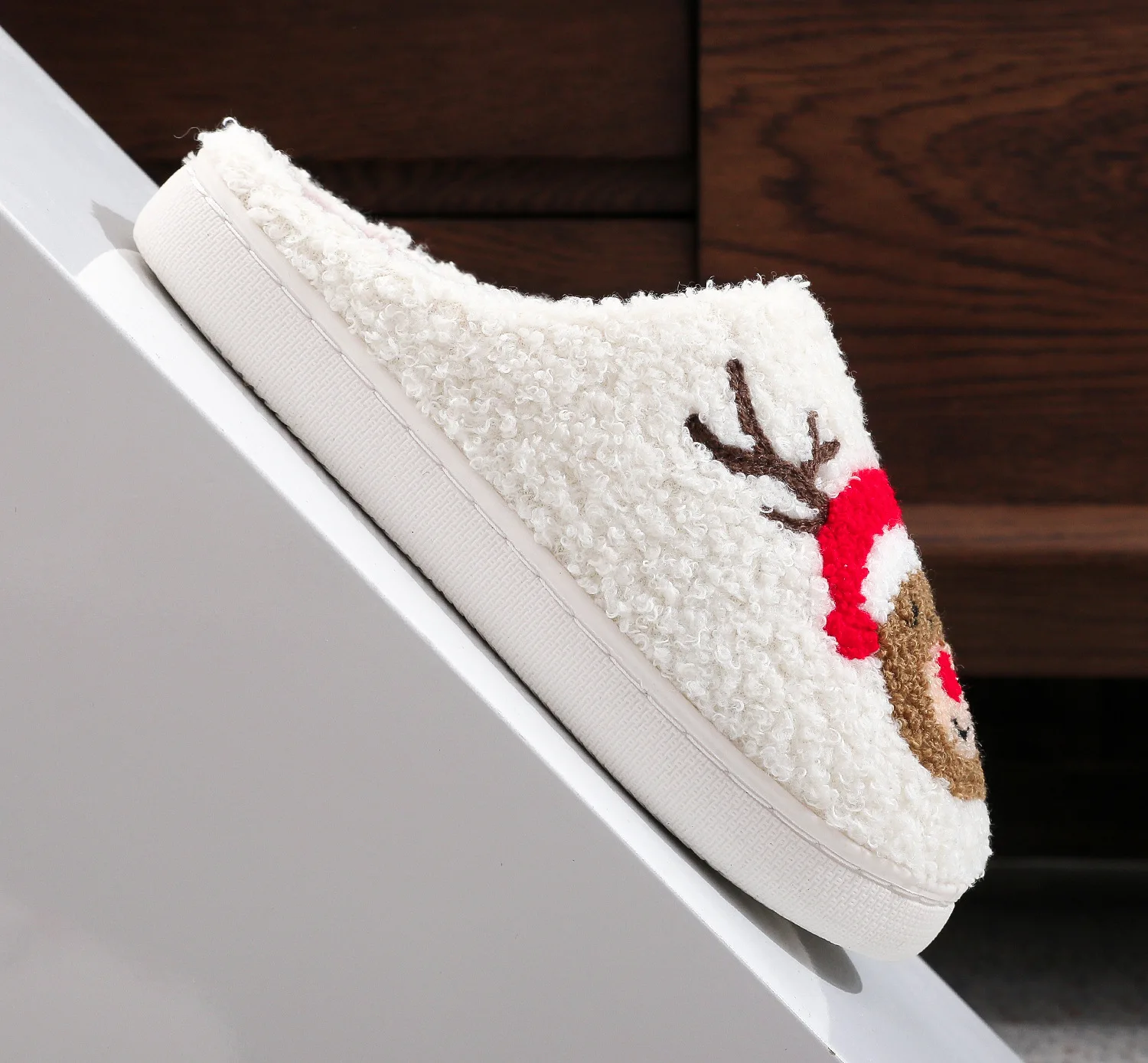 Winter Christmas Women Home Slippers Men Indoor Soft Non-slip Sandals Couples Warm Plush Flat Slides Adults Unisex Lovely Shoes 6