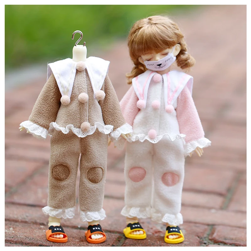 1/6 BJD clothes Lovely pajama doll pink jumpsuit doll accessories doll clothes a suit christmas gift newborn photography props baby romper jumpsuit christmas hat baby photography studio shoots prop accessories