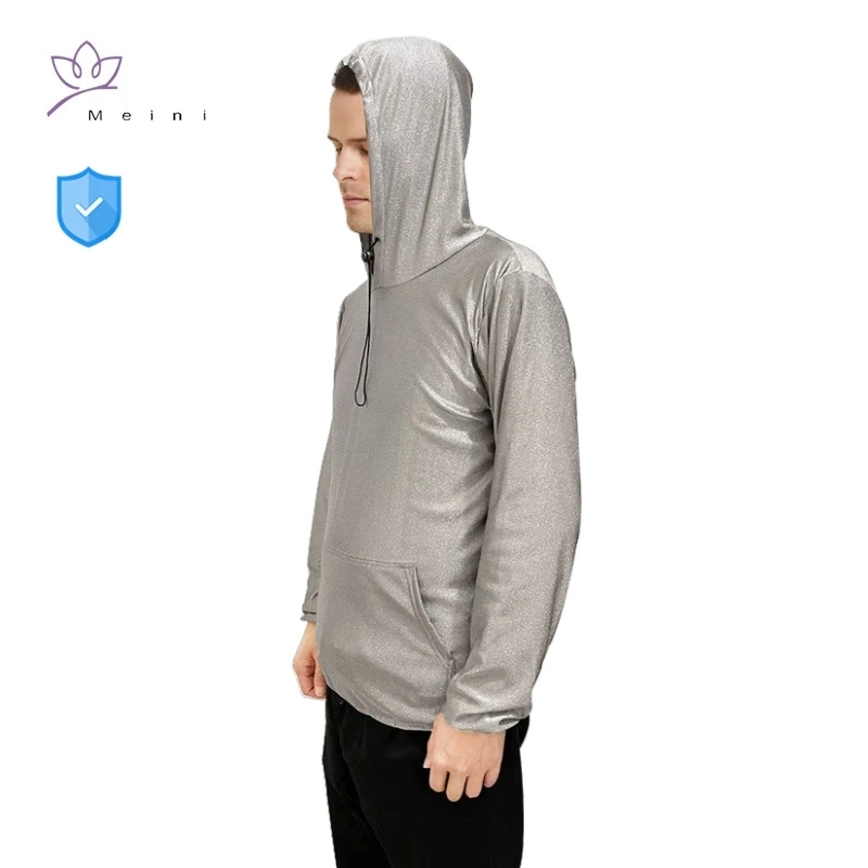 Electromagnetic radiation protective silver fiber unisex sport underwear New energy vehicle EMR shielding hooded sweatshirt