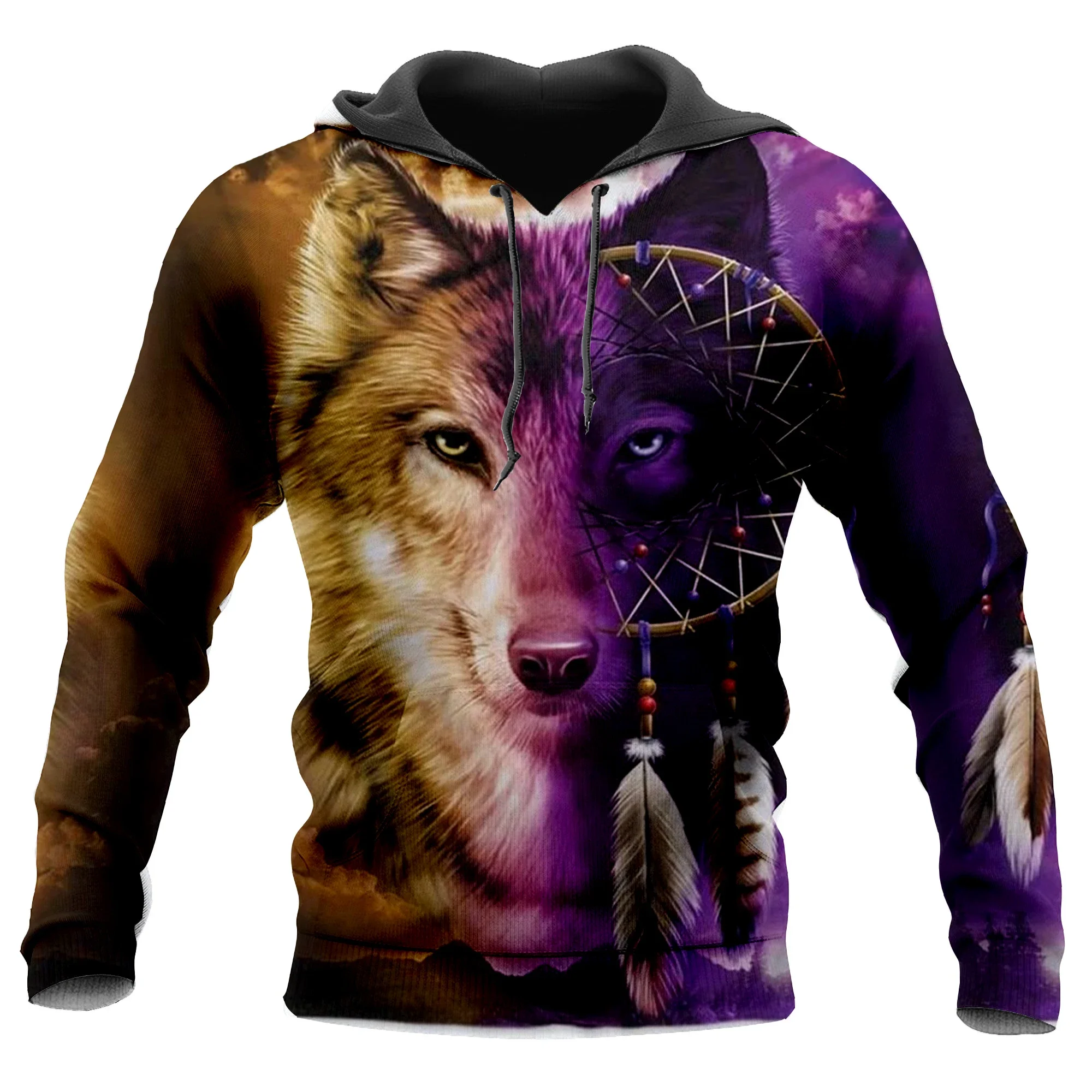 

Native Wolf Dream Catcher - Two Wolves 3D Print Hoodie Man Female Pullover Sweatshirt Hooded Jacket Jersey Coat Tracksuits-3