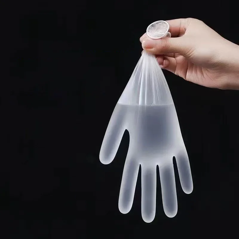100pcs Disposable Barbecue Gloves Transparent Waterproof Oil-proof Food Grade Glove Household Kitchen Accessories Cleaning Tools