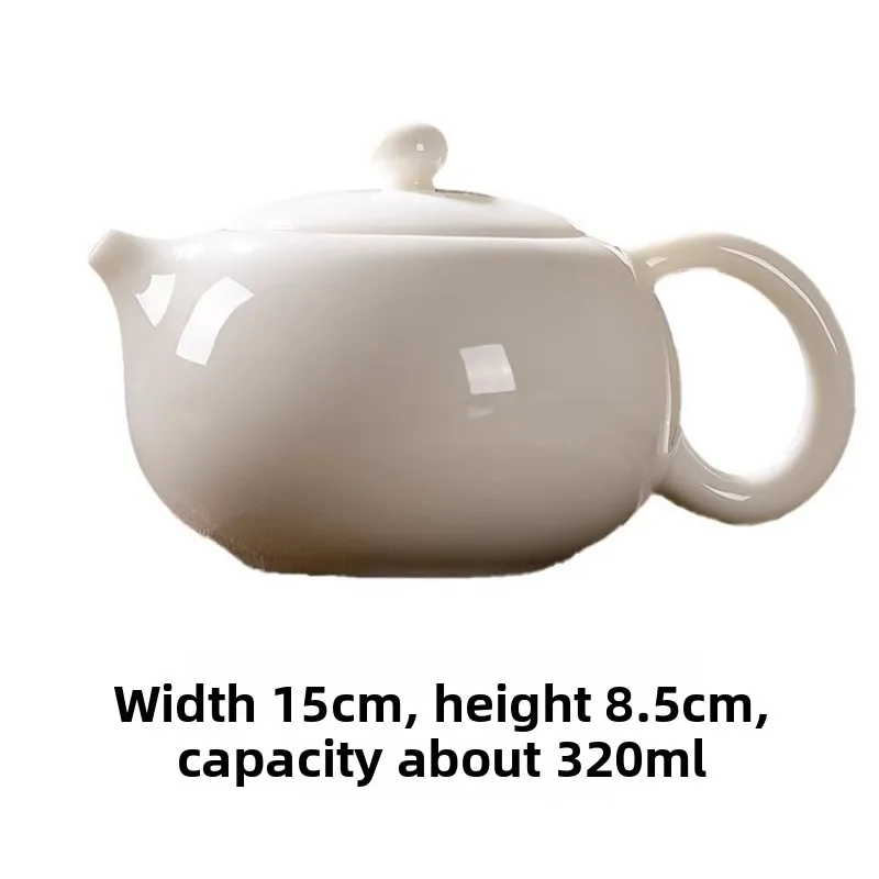 Teapot Suet Jade Porcelain Large Capacity Xishi Pot One Person Household Ceramic Tea Chinese Handmade Single Pot