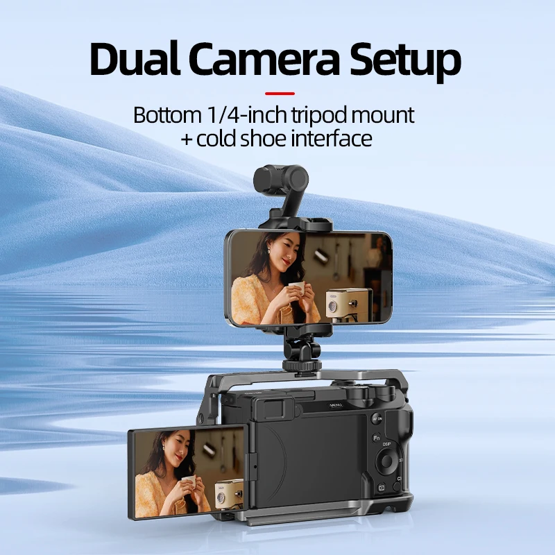 Phone Holder Teleprompter for DJI OSMO Pocket 3 Tripod Camera Expansion Bracket with Fill Light 1/4 Screw for DJI Accessories