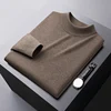 Winter warm sweater men's high-end simple all-matching slim fit stretch cold-resistant casual solid color round neck sweater 1