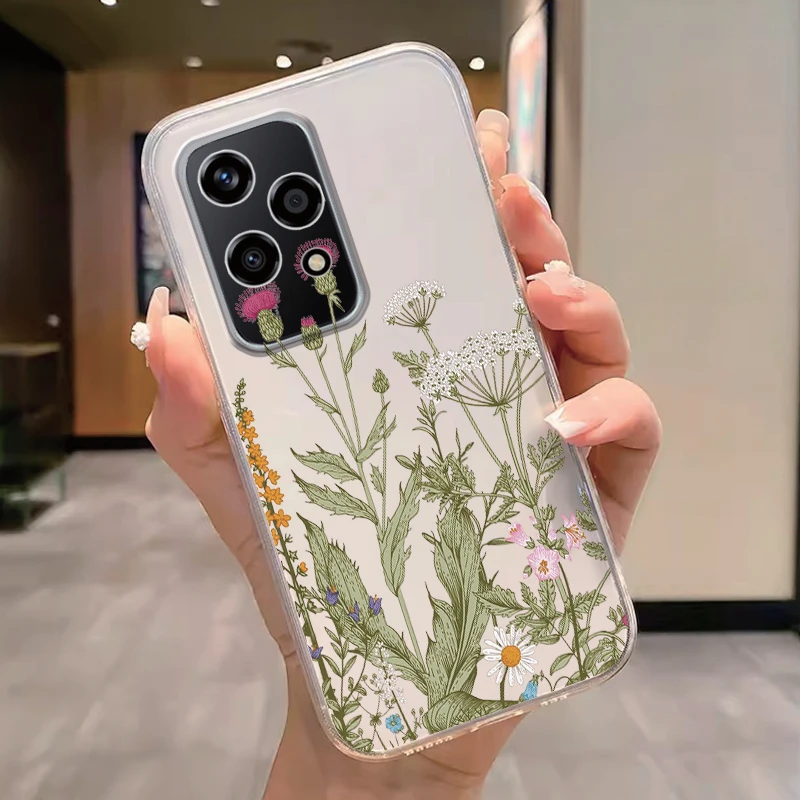 Floral Fashion Clear Silicone Phone Cover - Cute Cat Couple Design