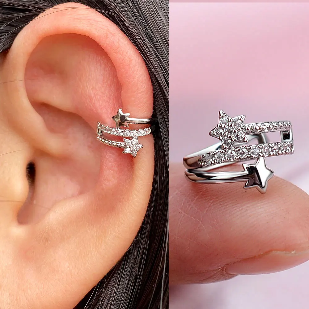 1Pc Neue Kristall CZ Clip Auf Ohrring Blatt Ohr Manschette Ohne Piercing Helix Knorpel Ohr Clip Ohr Wrap Für frauen Teen Party Schmuck – Detail 8