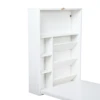 Modern Compact Wood Wall Mounted Folding Desk Cabinet Convertible Writing Desk for Home Office with Storage, White 3
