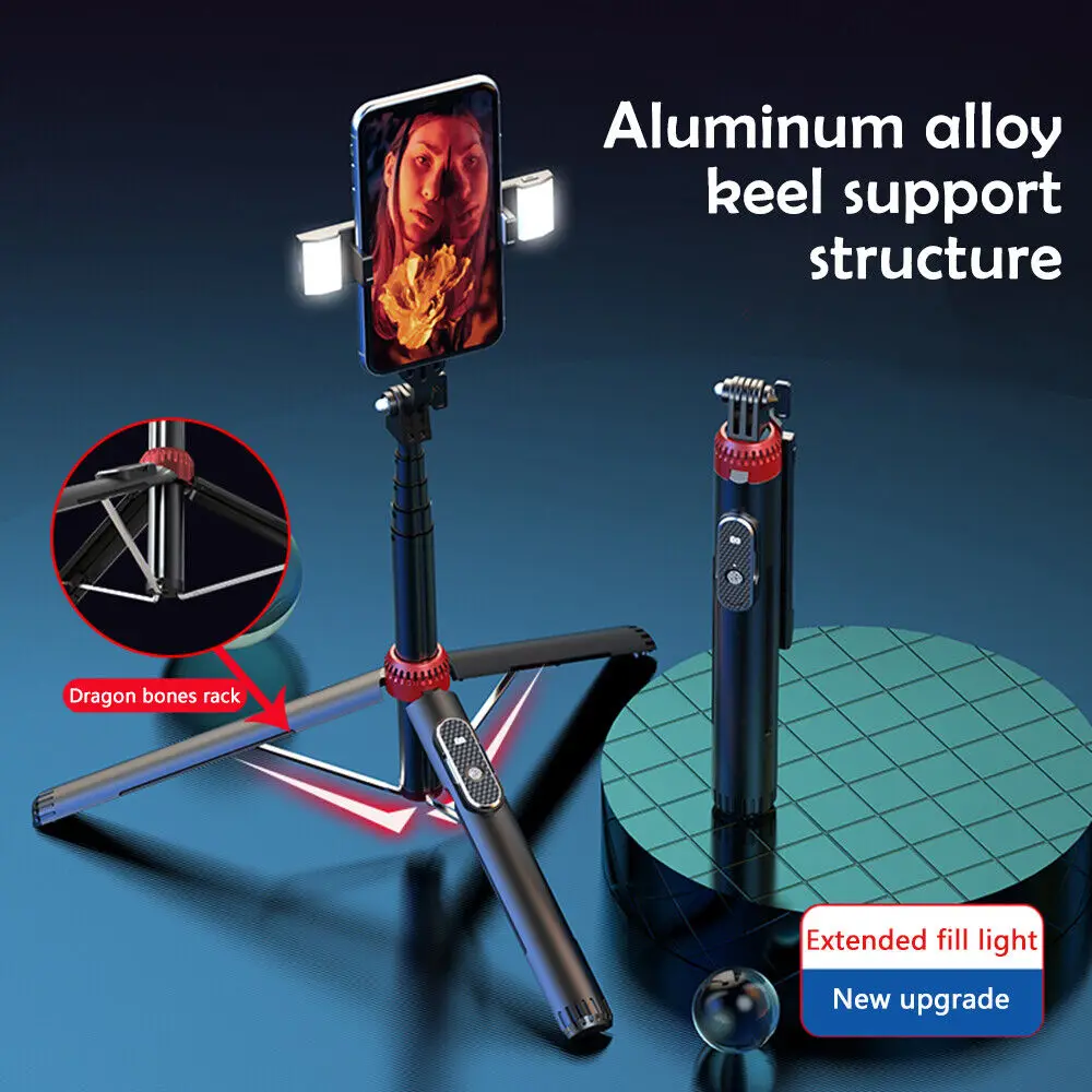 Dual LED Selfie Stick Tripod 1.6m Bluetooth Remote for Samsung/Android Smartphone Recording Video LISCN