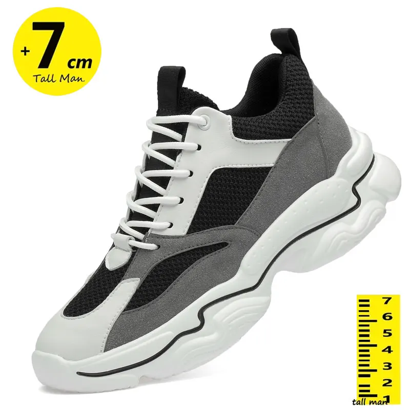 

Мужские высокие кроссовки, дышащие, стельки на высоком каблуке 7 см