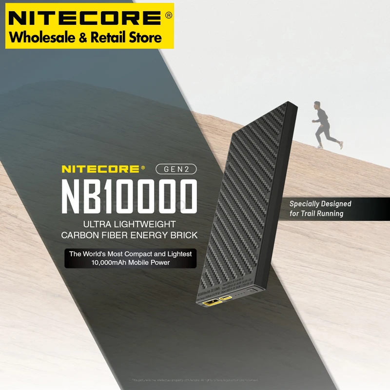 Carbon Fiber Nitecore NB10000 GEN2 Ultra Lightweight Mobile Charger USB/USB-C PD + QC 3.0 Quick-Charge Power Bank 10000mAh romoss pulse10 ppb10 power bank 10000mah портативное внешнее зарядное устройство