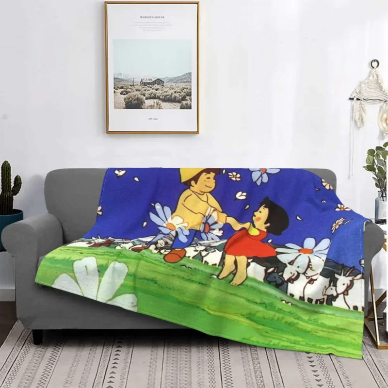 

Heidi Friend Blankets Fleece Spring Autumn Cute Cartoon Multi-function Soft Throw Blankets for Bed Office Plush Thin Quilt