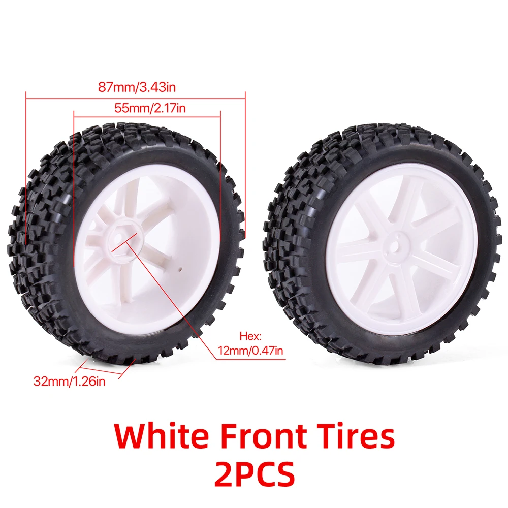 4 Ruote RC Con Pneumatici 12 Mm – Per Wltoy 144001, 124019, Traxxas 1/10