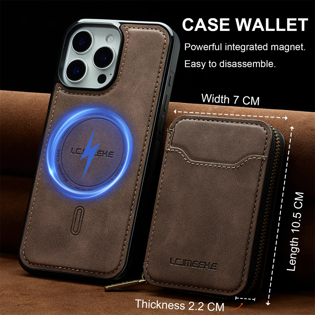 Premium 2-in-1 Magsafe Magnetic Leather Phone Case with Wallet Card Holder