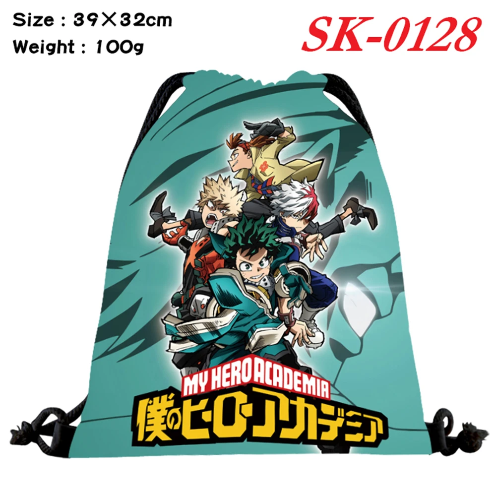 Anime My Hero Academia Canvas Drawstring Bags Cartoon Backpack Women