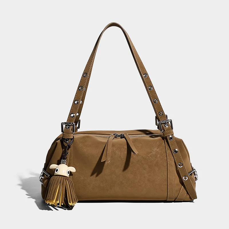 2025 New Retro Matte Leather Simple Versatile Single Shoulder Bag for Women Commuter Lazy Design Niche Handbag