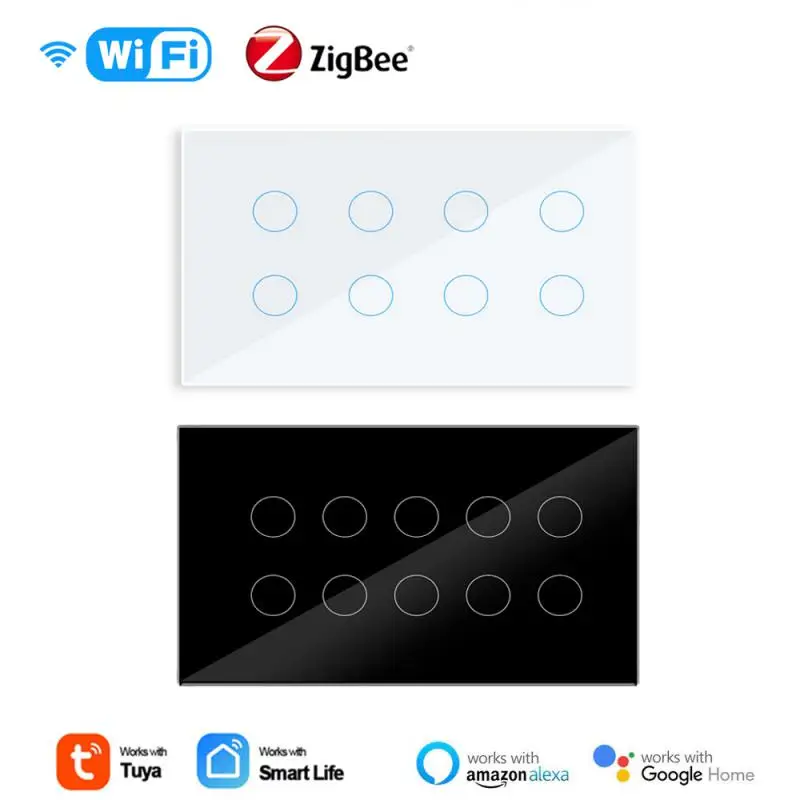 

Tuya Zigbee Smart Switch 147 Specifications 6/8/10 Gang Smart Panel Wall Timing Voice Control Compatible with Alexa Google Home