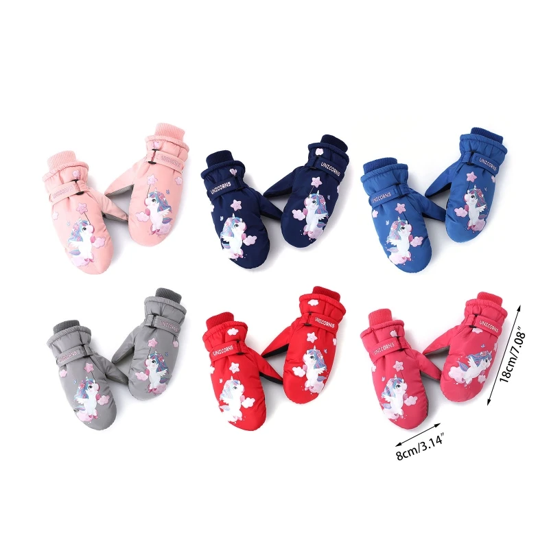 Kids Ski Gloves Waterproof Children Outdoor Gloves Cartoon  Print Cycling Gloves Anti-slip Mittens for Girls Boys Dropshipping 6
