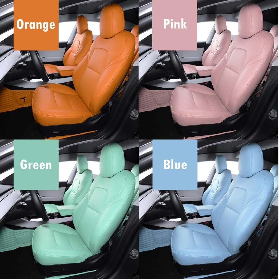HEYCE Set Coprisedili Auto Per Tesla Model 3 E Model Y - 2 Pezzi Sedili Anteriori - Tessuto Traspirante Antiscivolo