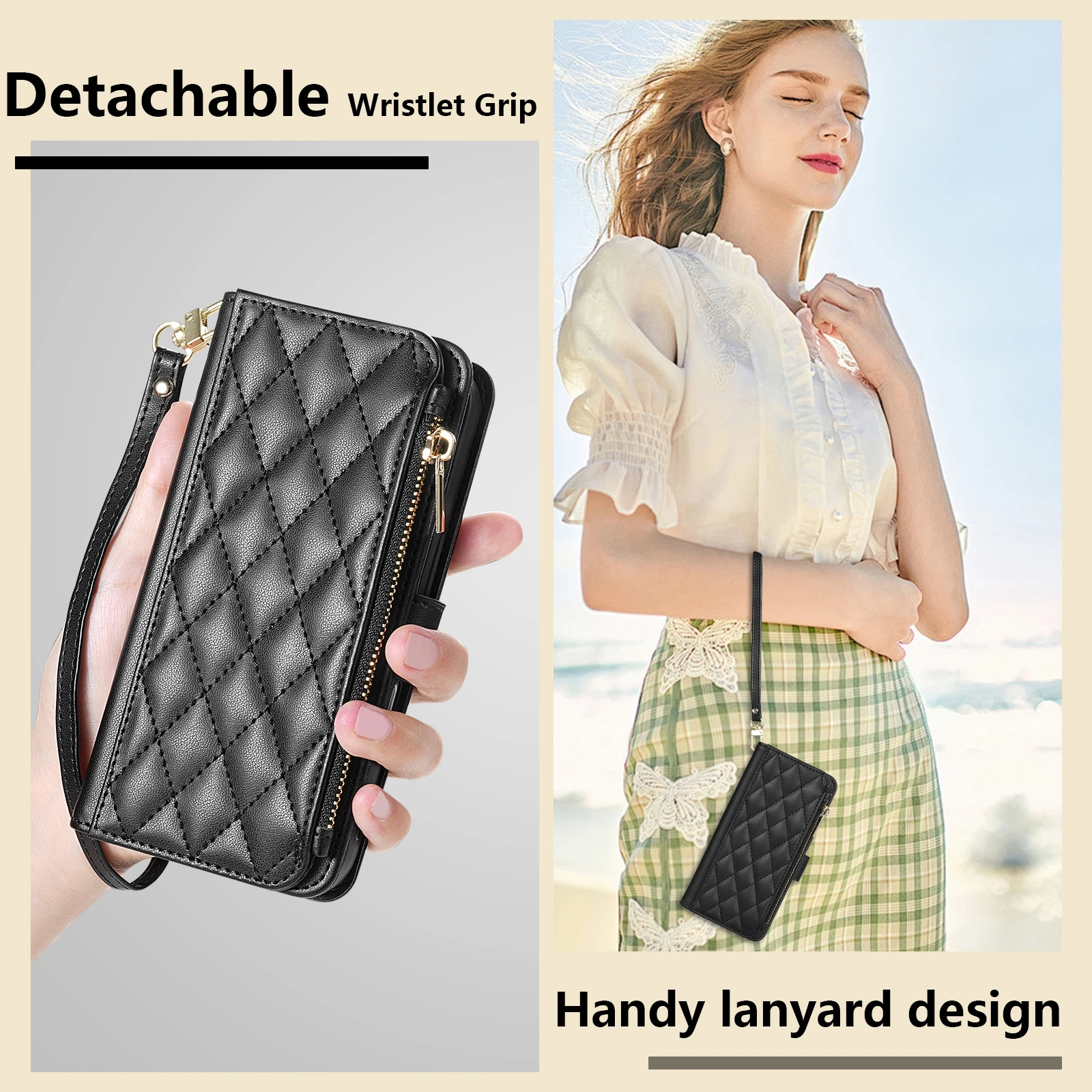 Brieftasche Kleine Duft Reißverschluss Kartensteckplatz Magnetische Flip Ledertasche Für Samsung Galaxy S21 Ultra S21 FE S20 Plus S20 FE A23 M13 – Detail 14