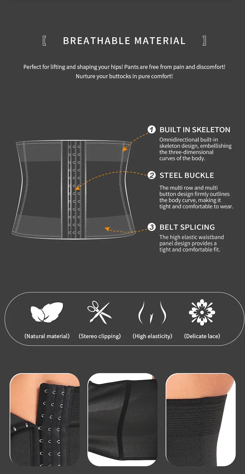 Description Picture 4 of itemShapewear Men Slimming Body Shaper Waist Trainer Trimmer Belt Corset For Abdomen Belly Shapers Tummy Control Fitness Compression
