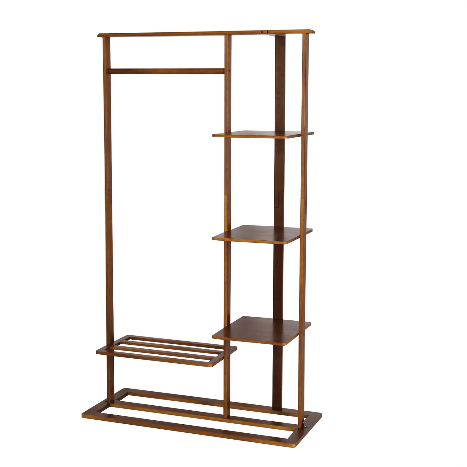 3-in-1 Bamboo Hall Tree, Clothes Rack with Shelves & Shoe Bench