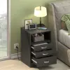 Vabches Nightstand Set of 2 with Charging Station Bedside Table with 3 Drawers & Open Storage Shelf Wooden End Table for Bedroom 2