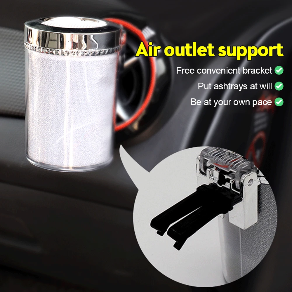Car Ashtray Portable LED Lamp Smoke Cigarette Ash Holds Cup Automatic Light Indicator Ashtray Car Cup Holder Home Office