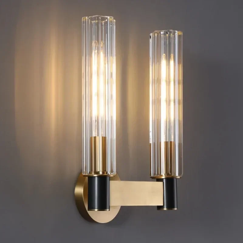 Modern Nordic Clear Crystal Sconces Brass for Parlor Dining Bedroom Wall Led Lights Bulb E14 Bedroom Lamps Indoor