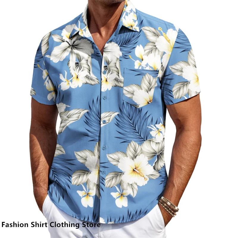 11 styles of men's shirts Hawaiian shirts short-sleeved tops Hawaiian vacation outdoor travel trendy casual clothing xs-6xl