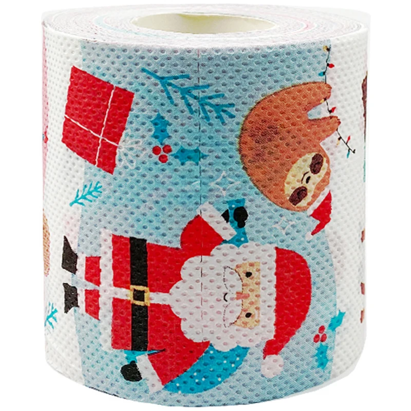 Christmas Pattern Tissue Printing Roll Toilet Paper Santa Christmas Tree Cartoon Toilet Paper Creative Napkin