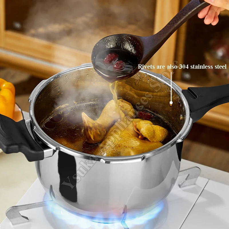 5/6/8L Stainless Steel Pressure Cooker Large Safe Explosion Proof Pressure Cooker for Gas Stove Induction Kitchen Accessories