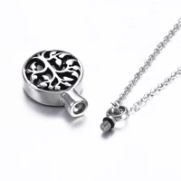 Custom Engraving Round Life Tree Stainless Steel Peaceful Tree Urn Pendant Necklace Memorial Ash Keepsake Cremation Jewelry 1
