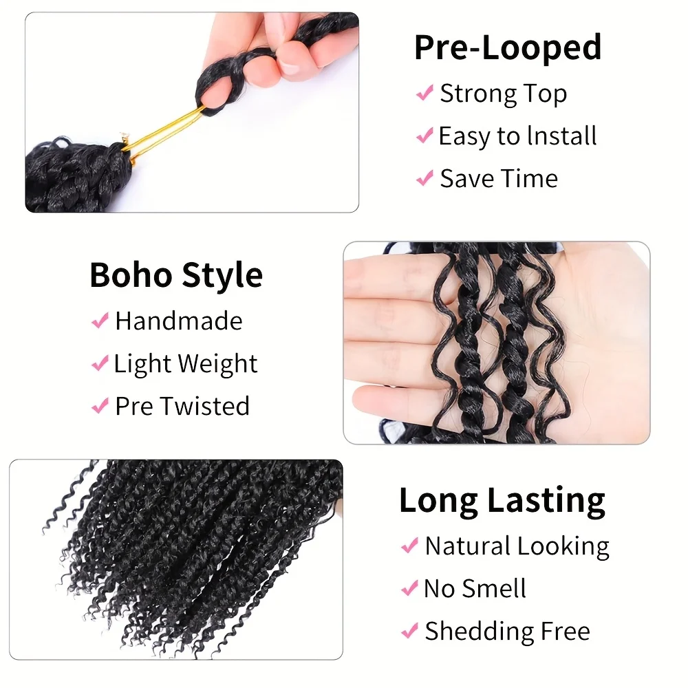Passion Twist Hair 14 inch Boho Passion Twist Crochet Synthetic Hair For Women Pretwisted Boho Passion Twist Crochet Hair 3