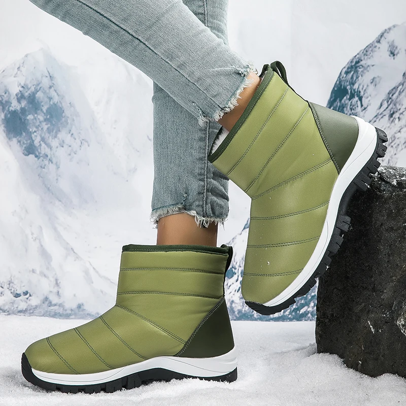 

Ankle Plush Boots Women Warm Thicken Waterproof Casual Booties Women Leather Boots Ladies Fashion Casual Shoes Botas Femenina