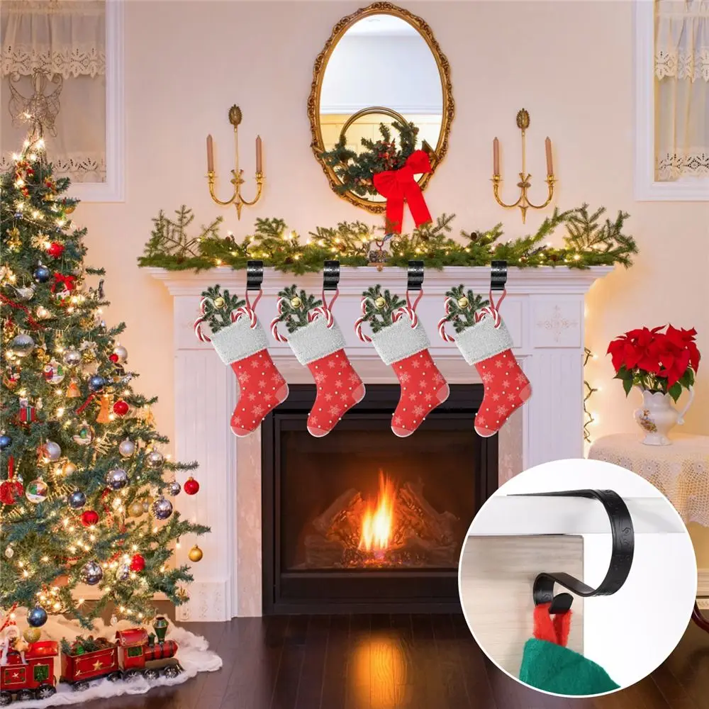 New Clip Christmas Stocking Holders Set Metal Christmas Stocking Hangers Home Practical Mantel Hangers